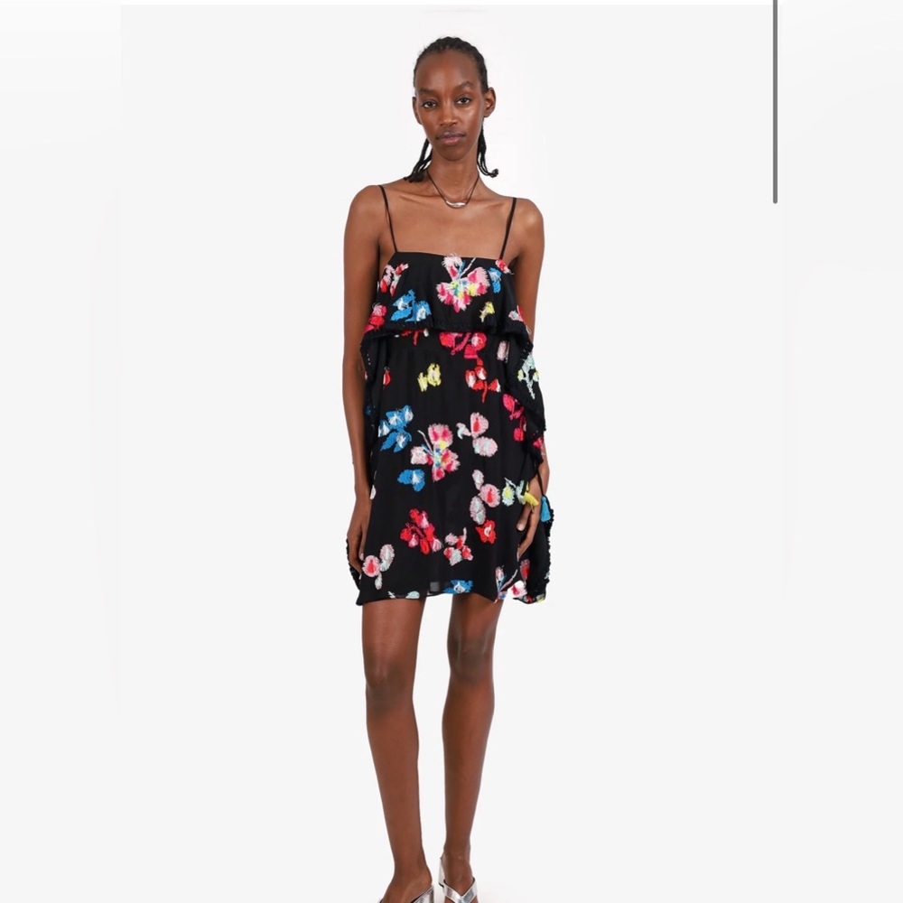 SILK TANYA TAYLOR BLACK/MULTICOLOUR EMBROIDERED DRESS - 0